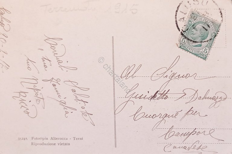 Cartolina - Avezzano (Terremoto 1915) - Le rovine della Piazza …