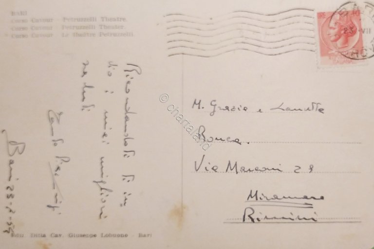 Cartolina - Bari - Corso Cavour - Teatro Petruzzelli - …