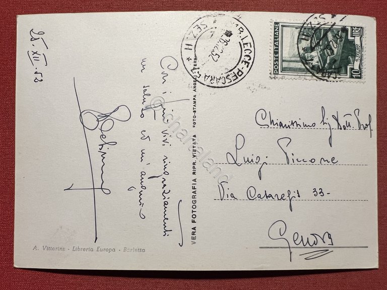 Cartolina - Barletta - Monumento ad Eraclio - 1952