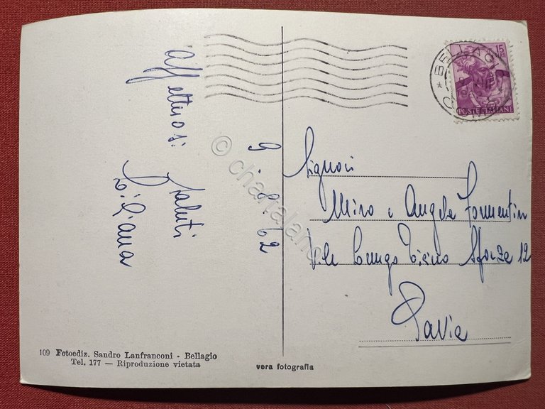 Cartolina - Bellagio - Lago di Como - 1962