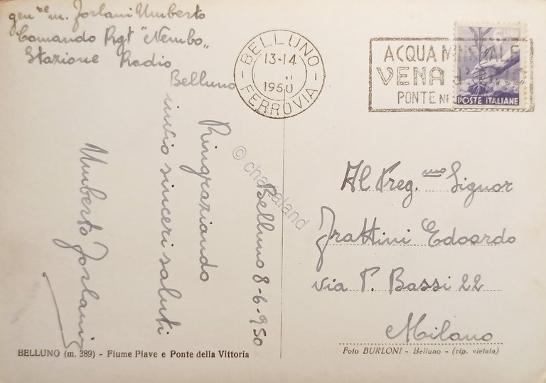 Cartolina - Belluno - Fiume Piave e Ponte della Vittoria …