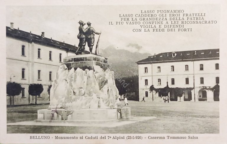 Cartolina - Belluno - Monumento ai Caduti del 7^ Alpini …