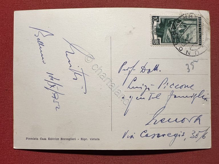 Cartolina - Belluno - Piazza dei Martiri - 1957