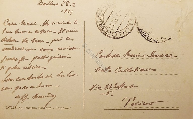 Cartolina - Belluno - Porta Rugo - 1925