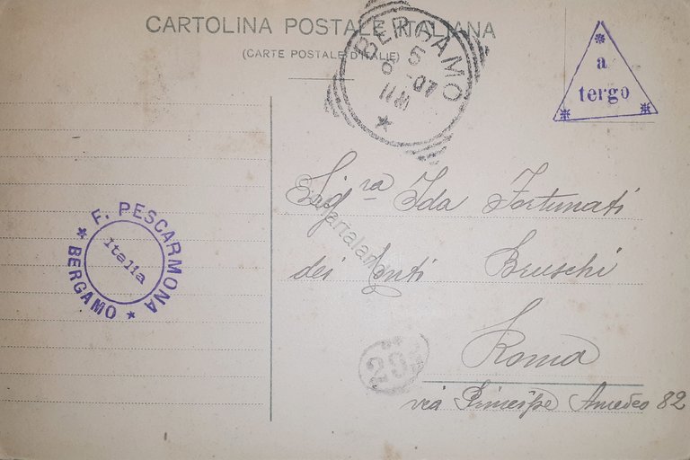 Cartolina - Bergamo - Cittadella - Piazza Mascheroni - 1907