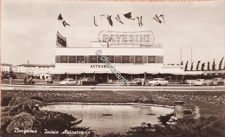 Cartolina - Bergamo - Inizio Autostrada - 1950 ca.