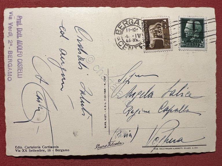 Cartolina - Bergamo - Panorama - 1944