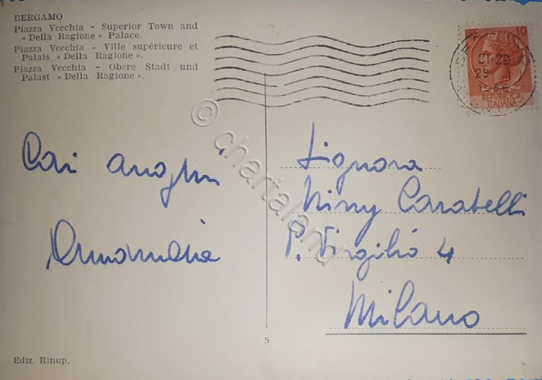 Cartolina - Bergamo - Piazza Vecchia - Palazzo della Ragione …