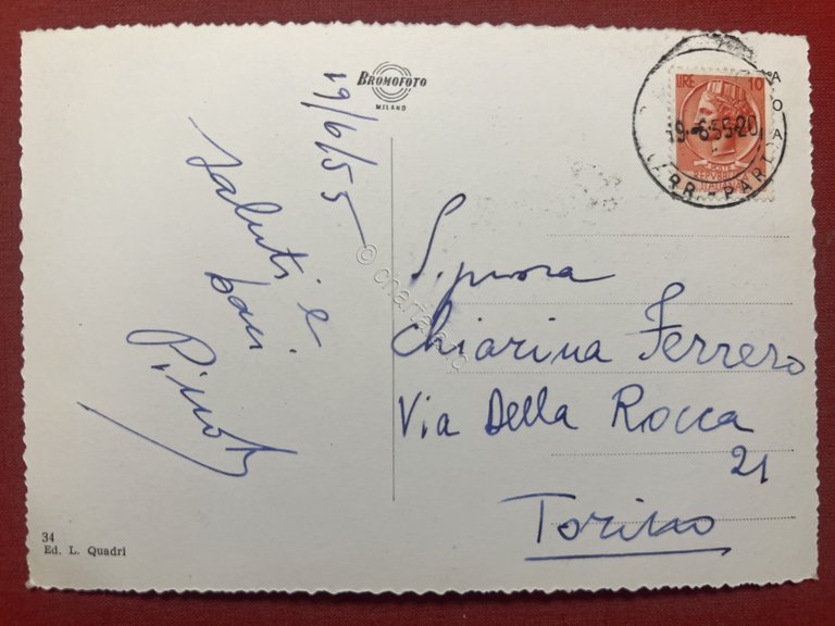 Cartolina - Bergamo - Scorcio Città Alta - 1955