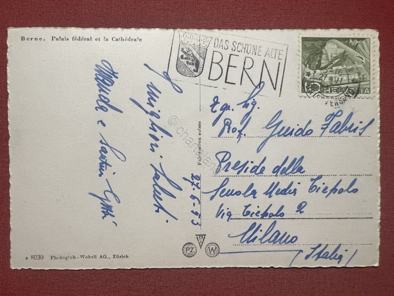 Cartolina - Bern - Bundeshaus und Munster - 1953 | Immagine Gallery 2