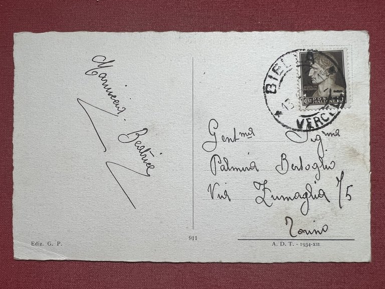 Cartolina - Biella - Imbocco Valle Cervo - 1931