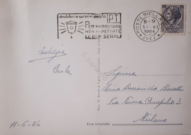 Cartolina - Biella Piazzo - Interno dell'antico castello - 1964