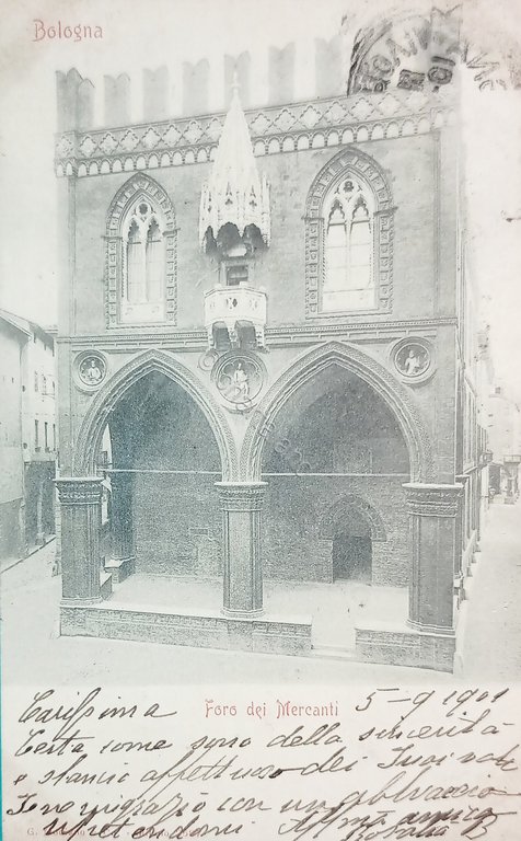Cartolina - Bologna - Foro dei Mercanti - 1901