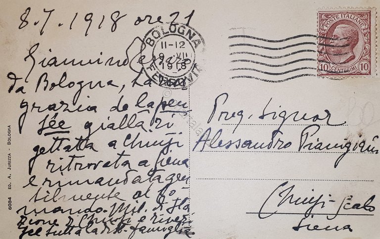 Cartolina - Bologna - Montagnola - 1918