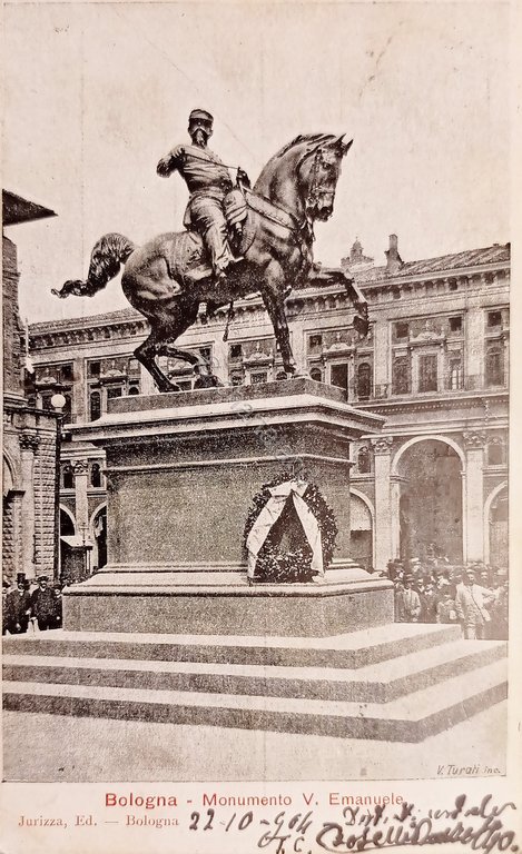 Cartolina - Bologna - Monumento V. Emanuele - 1904