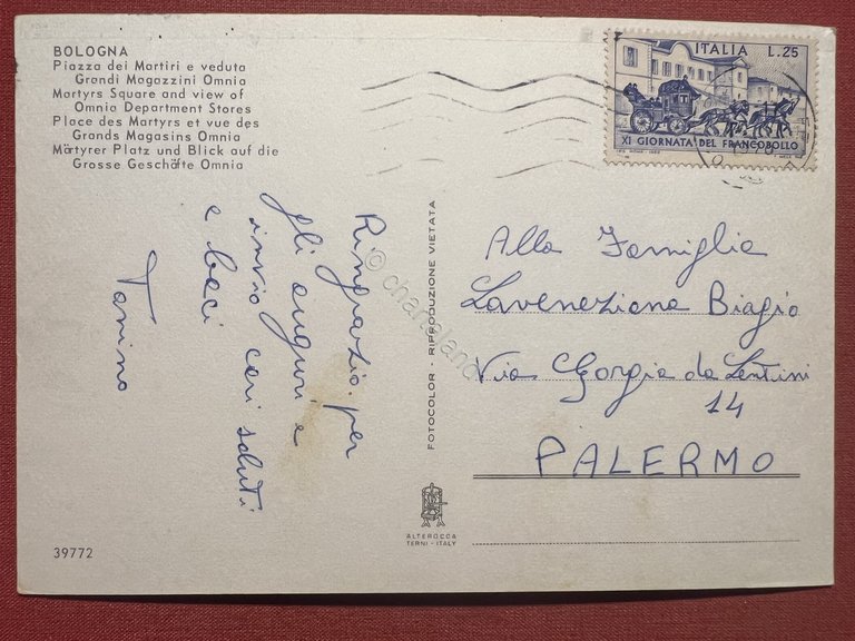 Cartolina - Bologna - Piazza dei Martiri e Veduta Grandi …