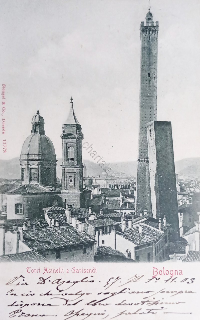 Cartolina - Bologna - Torri Asinelli e Garisenda - 1903 | Immagine principale