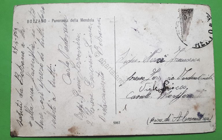 Cartolina - Bolzano - Panorama della Mendola - 1926