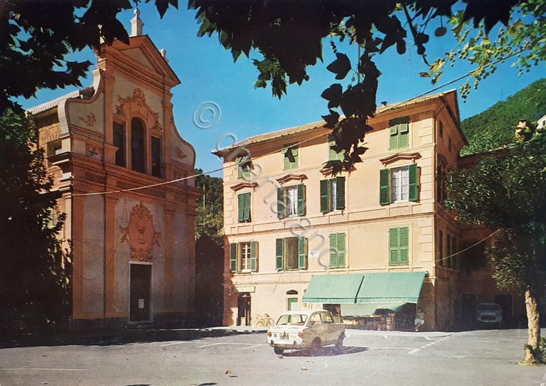 Cartolina - Bonassola - Piazza della Chiesa - 1970 ca.