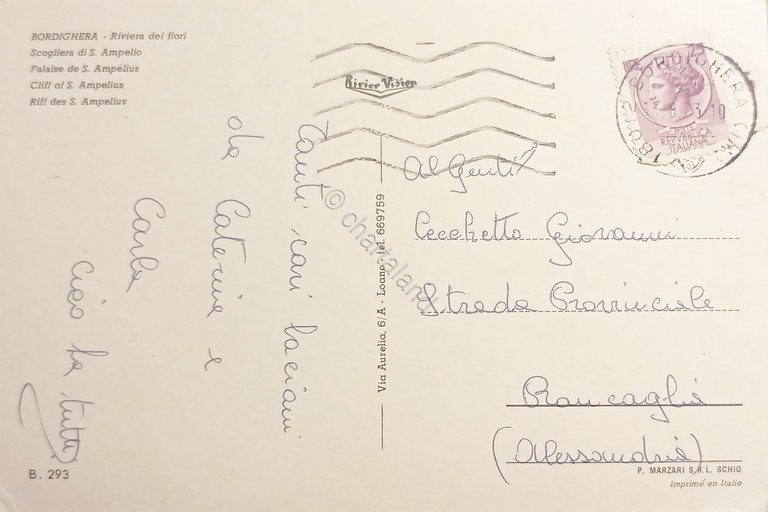Cartolina - Bordighera - Riviera dei Fiori - Scogliera di …