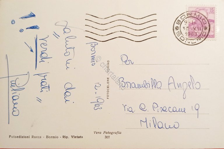 Cartolina - Bormio - Paradiso sciistico alla Rocca - 1963