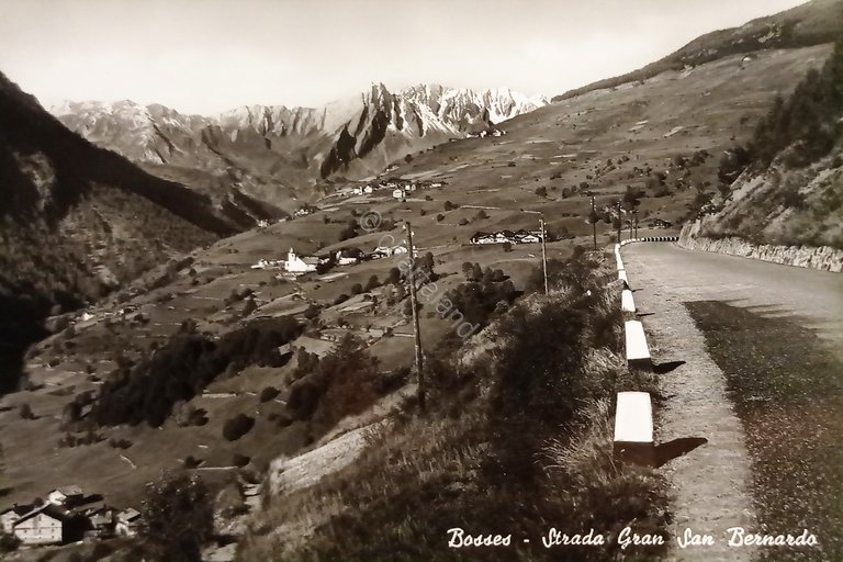 Cartolina - Bosses - Strada Gran San Bernardo - 1958