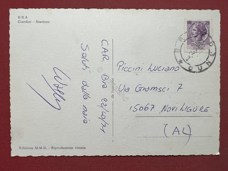 Cartolina - Bra ( Cuneo ) - Giardini - Stazione …