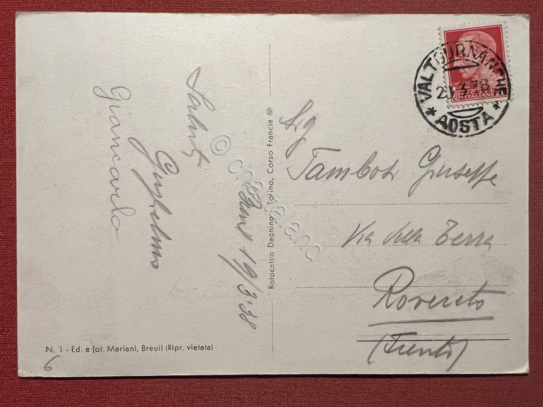 Cartolina - Breuil - Il Cervino dai casolari di Villa …