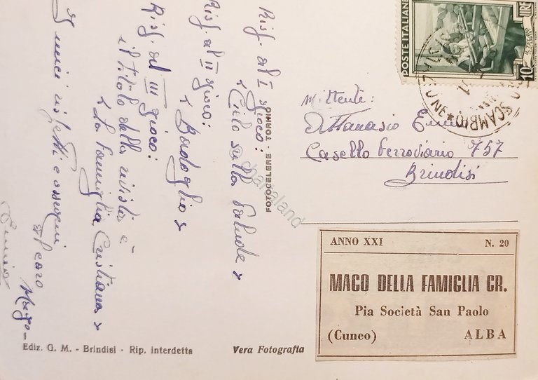 Cartolina - Brindisi - Fontana Luminosa - 1951