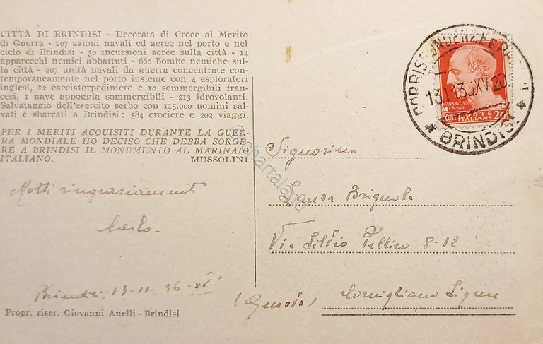 Cartolina - Brindisi - Monumento Nazionale al Marinaio d'Italia - …