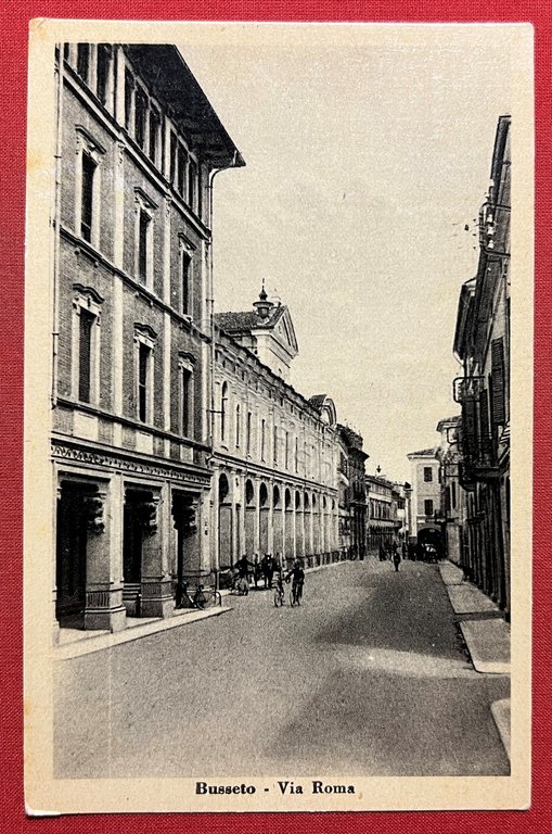 Cartolina - Busseto (Parma) - Via Roma - 1920 ca.