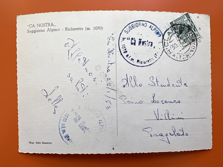 Cartolina - Ca Nostra - Soggiorno Alpino - Riclaretto ( …