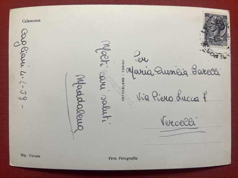 Cartolina - Cagliari - Calamosca - 1959