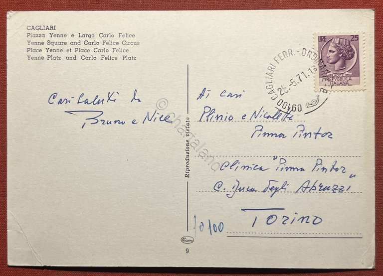 Cartolina - Cagliari - Piazza Yenne e Largo Carlo Felice …