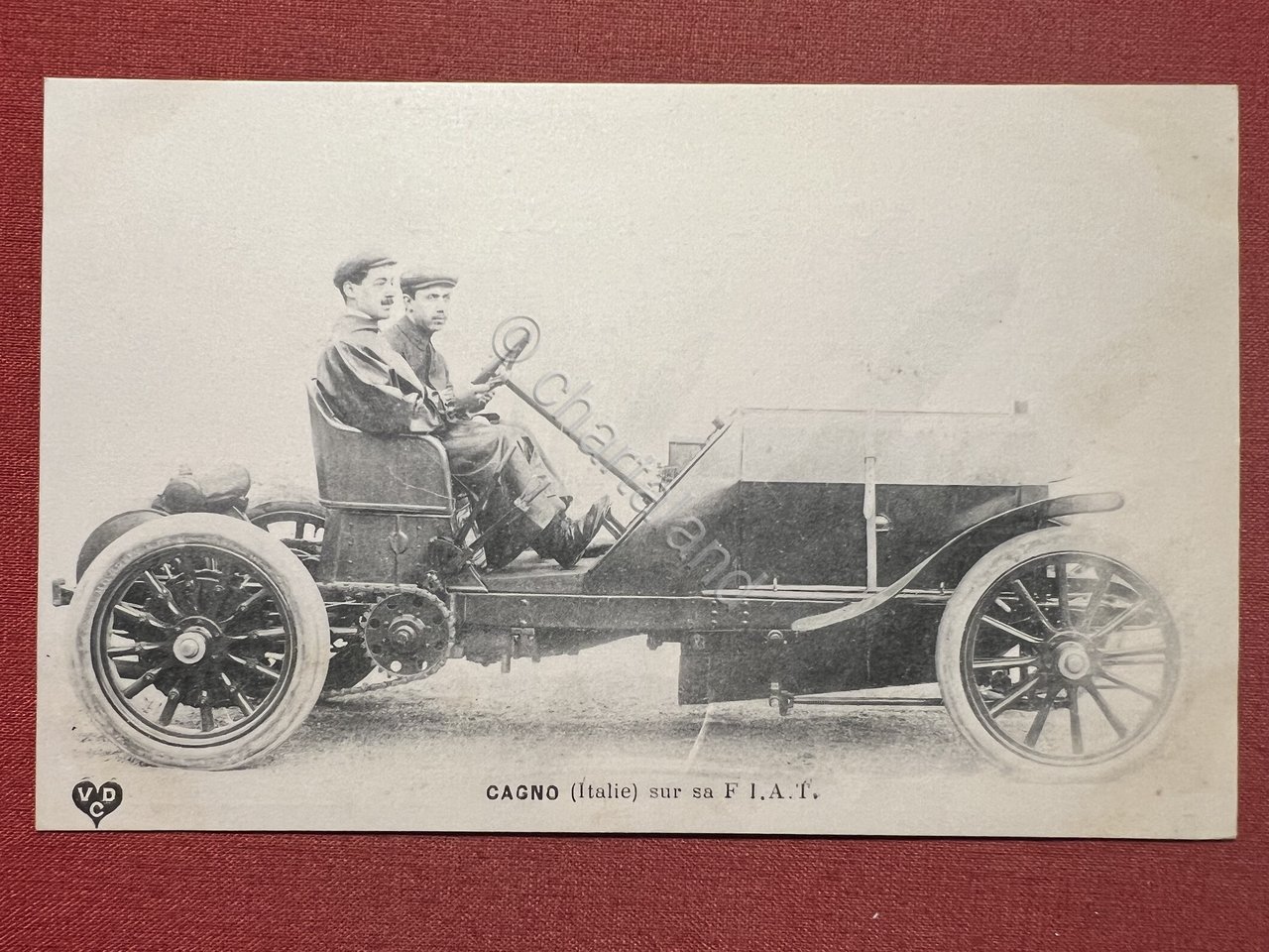 Cartolina - Cagno ( Italie ) sur sa F.I.A.T. - …