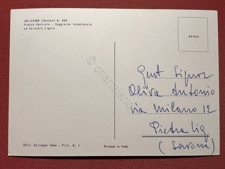 Cartolina - Calizzano ( Savona ) - Piazza Centrale - …