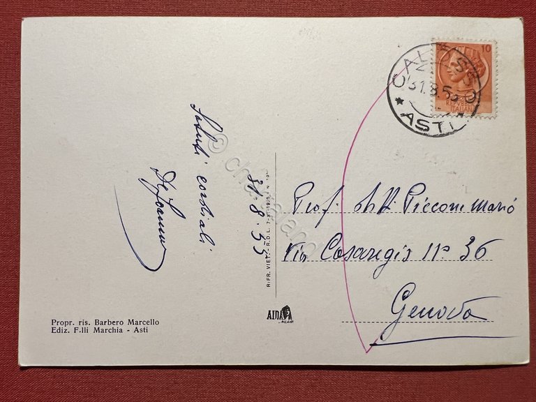 Cartolina - Calosso D'Asti - Panorama da Levante - 1955 | Immagine Gallery 2