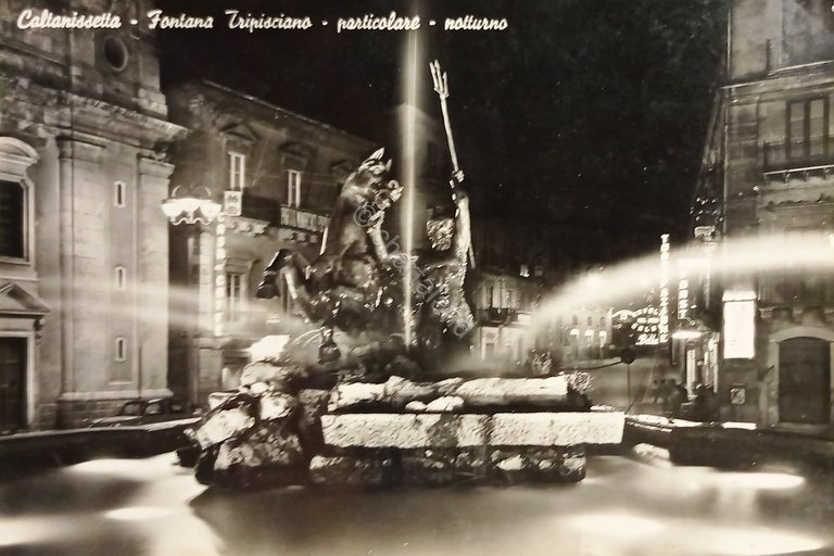 Cartolina - Caltanissetta - Fontana - Particolare - Notturno - …