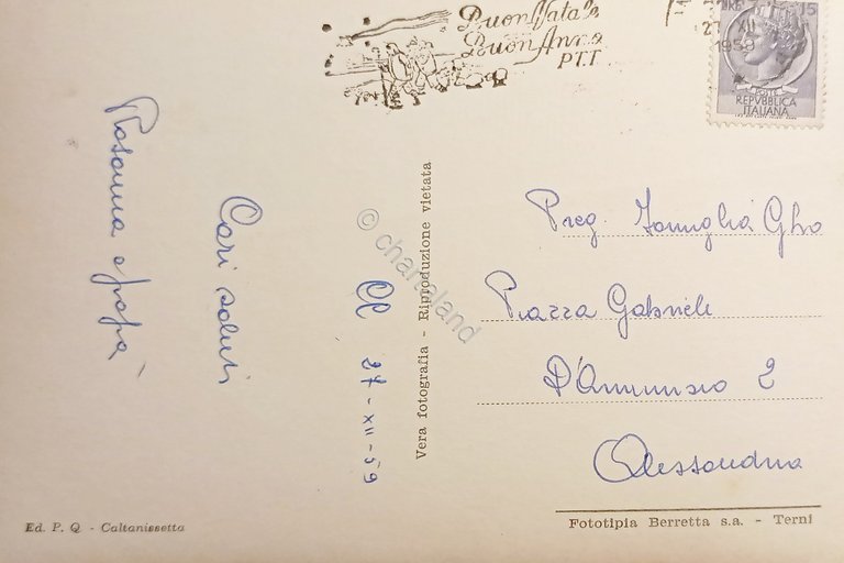 Cartolina - Caltanissetta - Fontana - Particolare - Notturno - …