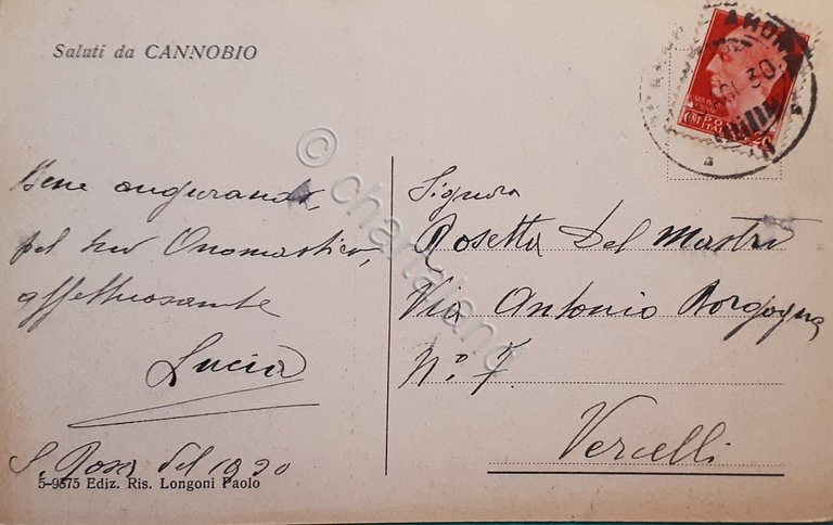 Cartolina - Cannobio - Lago Maggiore - 1930