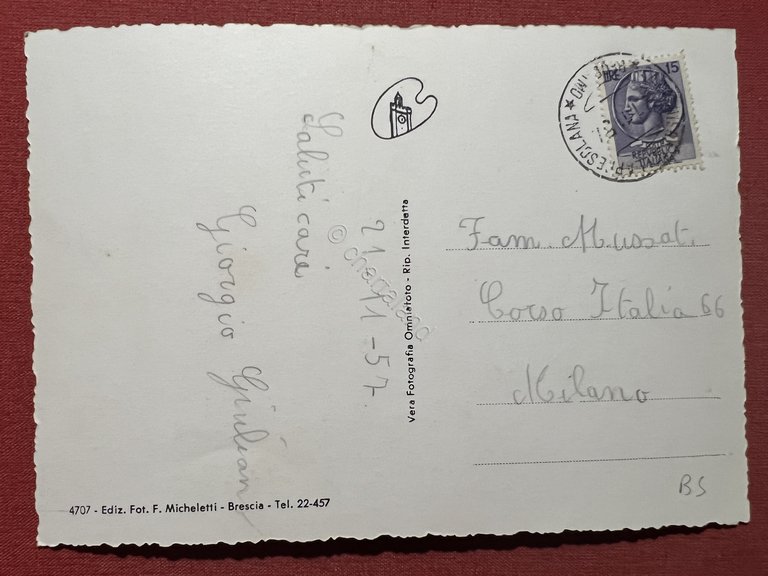 Cartolina - Cantoniera della Presolana - La Chiesetta - 1957