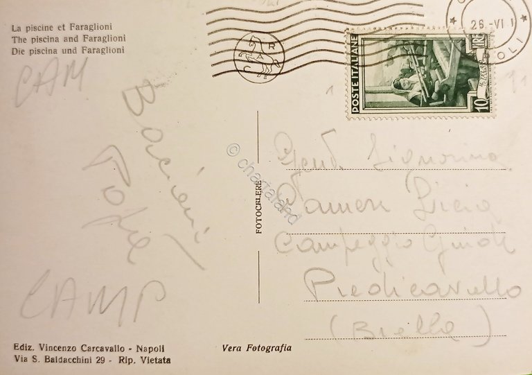 Cartolina - Capri - La Piscina e Faraglioni - 1955 …