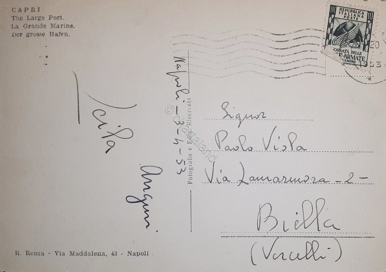 Cartolina - Capri - Marina Grande - 1953