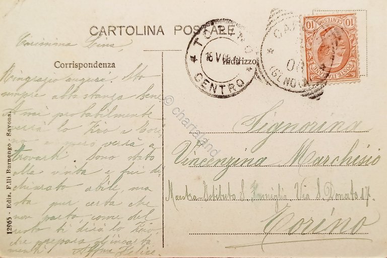 Cartolina - Carcare - Chiesa Parrocchiale - 1906