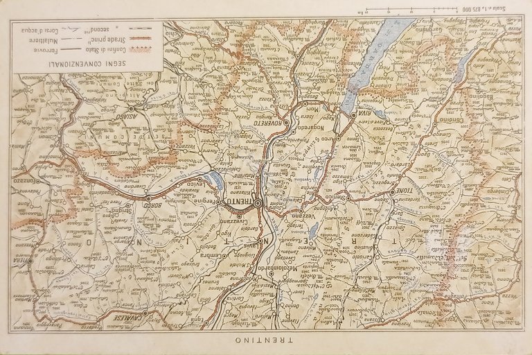 Cartolina - Cartina del Trentino - Segni Convenzionali - 1920 …