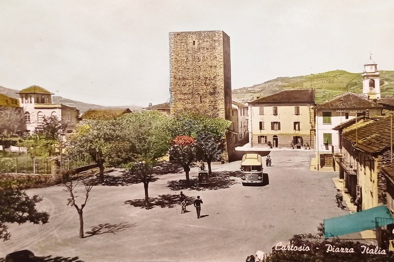 Cartolina - Cartosio - Piazza Italia - 1959