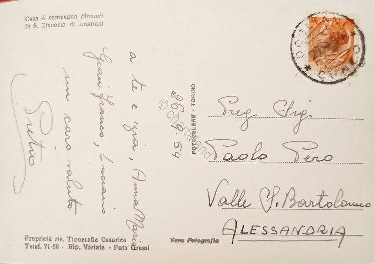 Cartolina - Casa di Campagna Einaudi in S. Giacomo di …