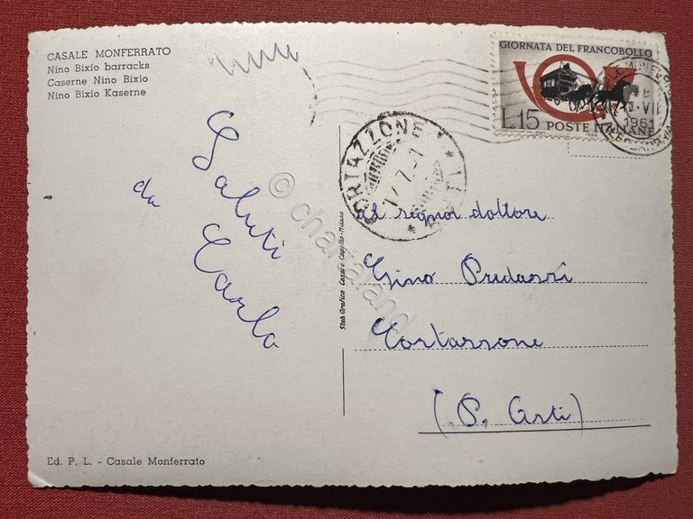 Cartolina - Casale Monferrato ( Alessandria ) - Caserma Nino …