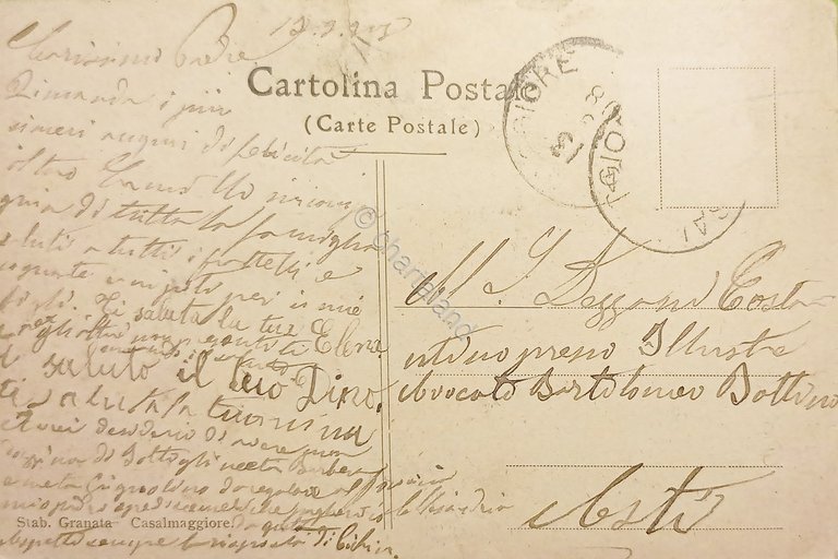 Cartolina - Casalmaggiore - Piazza e Palazzo Municipale - 1908