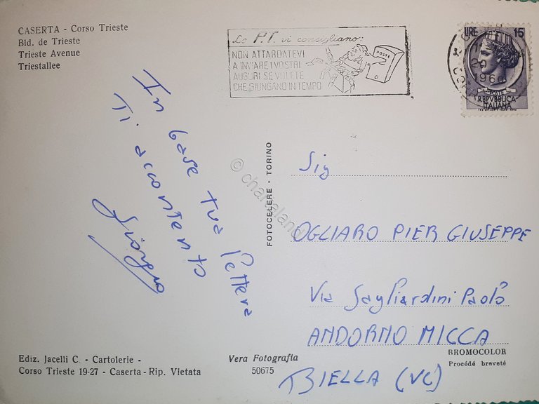 Cartolina - Caserta - Corso Trieste - 1960